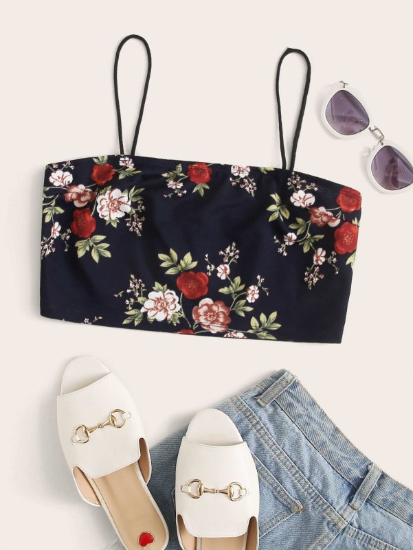 Shein Floral Print Crop Cami Top