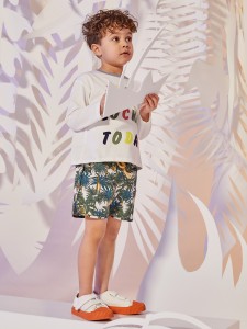 Toddler Boys Drawstring Waist Tropical Print Shorts