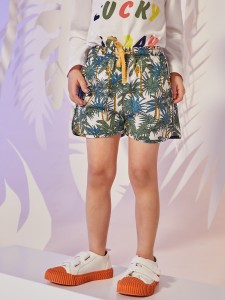 Toddler Boys Drawstring Waist Tropical Print Shorts