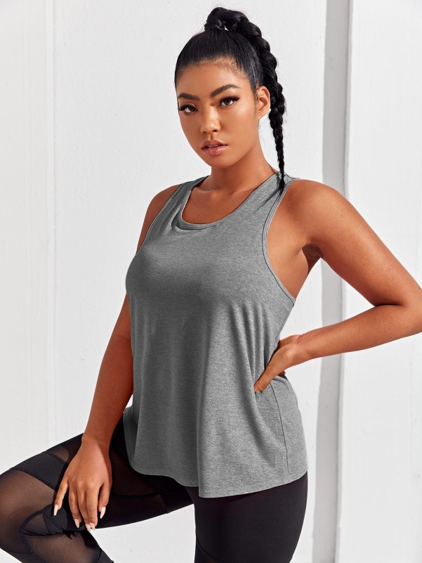 Plus Solid Sports Tank Top