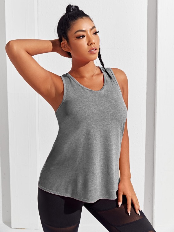 Plus Solid Sports Tank Top