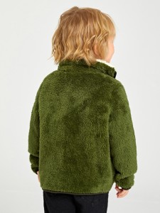 Toddler Boys Contrast Panel Zipper Teddy Jacket