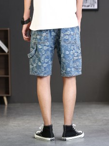 Men Paisley Print Denim Shorts