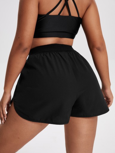 Plus Zipper Side Sports Shorts