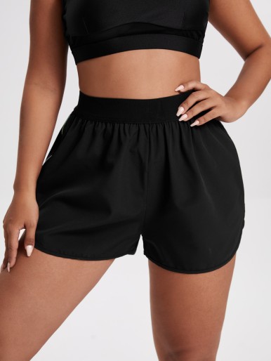 Plus Zipper Side Sports Shorts