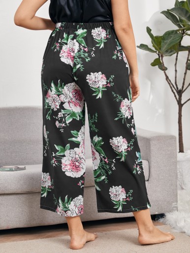 Plus 1pc Floral Sleep Pants