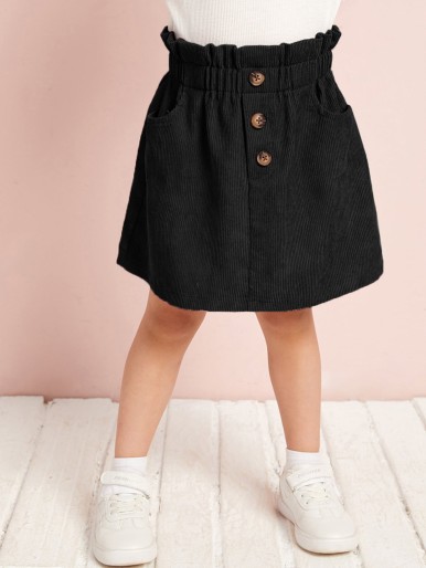 Toddler Girls Paperbag Waist Corduroy Skirt