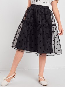 Girls Polka Dot Mesh Skirt