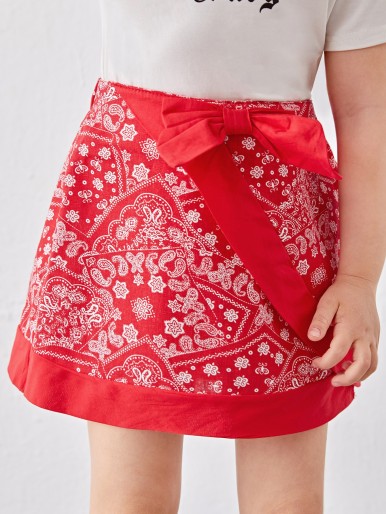 Toddler Girls Bow Detail Paisley Skirt