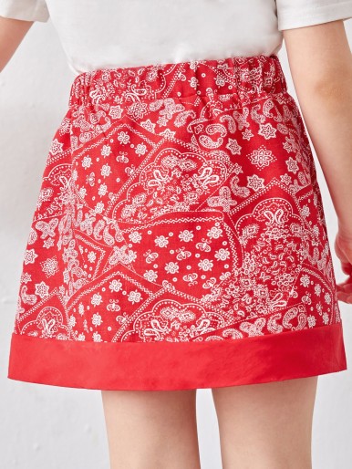 Toddler Girls Bow Detail Paisley Skirt