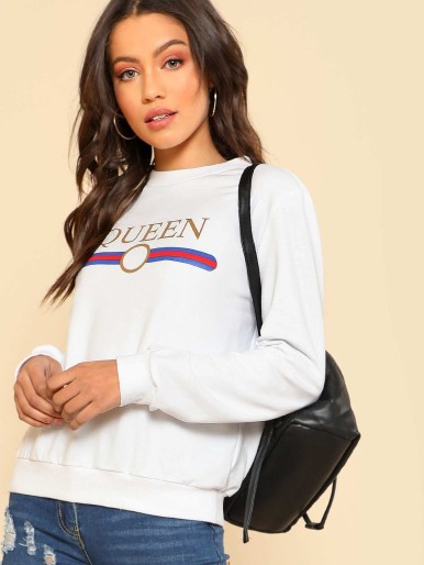 SHEIN Letter Print Pullover