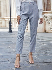 Plaid High Rise Tailor Pants