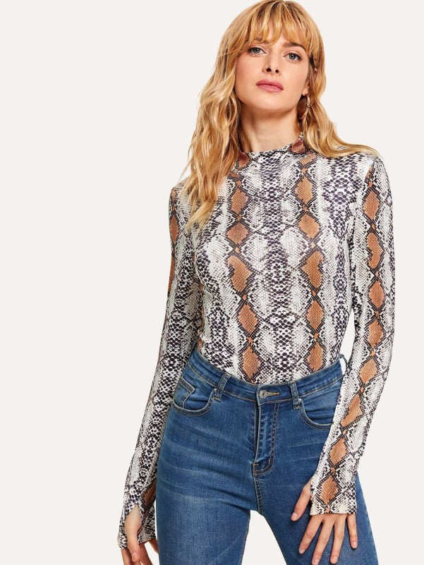 Graphic Print Skinny Bodysuit