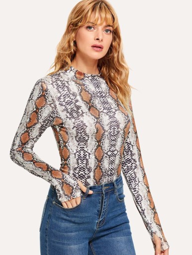 Graphic Print Skinny Bodysuit