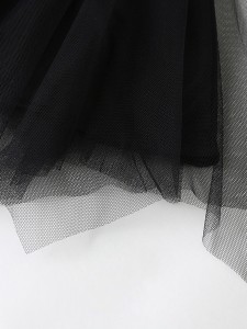 Girls Chevron Hem Mesh Overlay Skirt