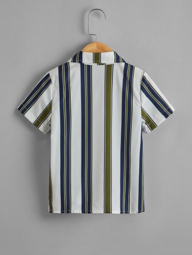 Toddler Boys Vertical Striped Button Up Shirt