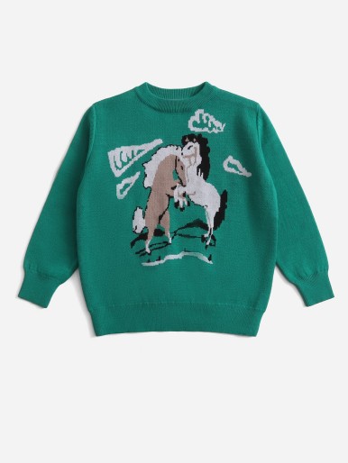 Toddler Girls 1pc Horse Pattern  Sweater