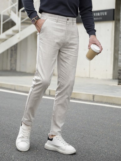 Men Slant Pocket Tailored Pants