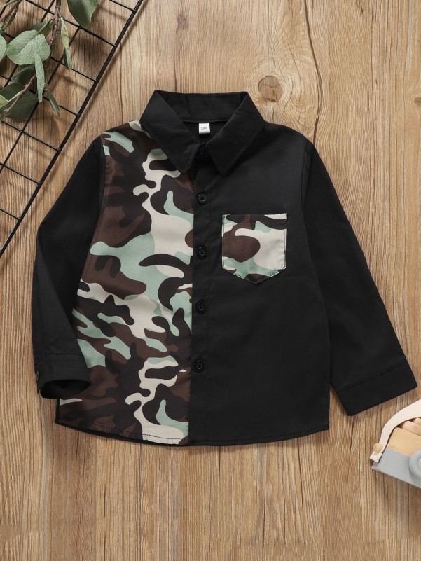 Toddler Boys Contrast Camo Panel Shirt