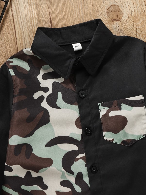 Toddler Boys Contrast Camo Panel Shirt