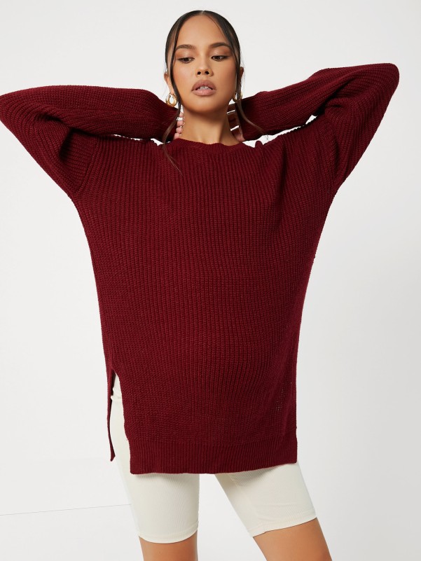 Maternity Drop Shoulder Split Hem Sweater