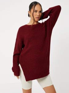 Maternity Drop Shoulder Split Hem Sweater