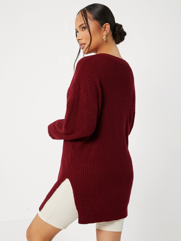 Maternity Drop Shoulder Split Hem Sweater