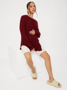 Maternity Drop Shoulder Split Hem Sweater