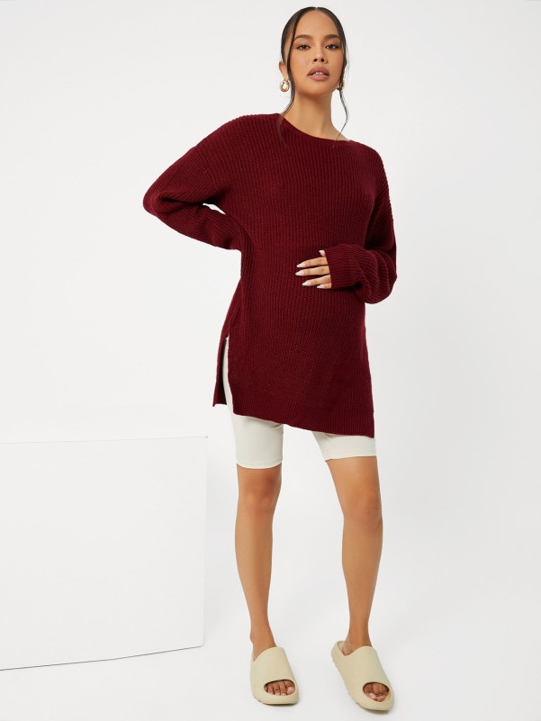 Maternity Drop Shoulder Split Hem Sweater