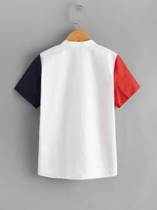 Boys Single Breasted Colorblock Shirt