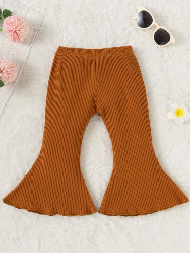 Baby Ribbed Knit Flare Leg Pants