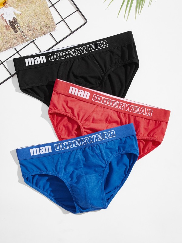 Men 3 Pack Letter Graphic Brief