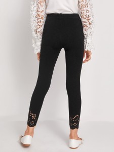 Girls Laser Cut Scallop Edge Leggings