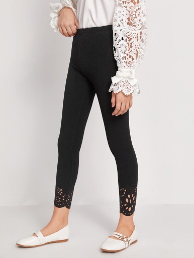 Girls Laser Cut Scallop Edge Leggings