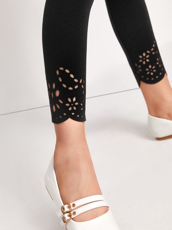 Girls Laser Cut Scallop Edge Leggings