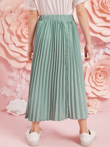 Girls Pleated Solid Skirt