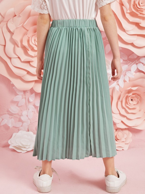 Girls Pleated Solid Skirt