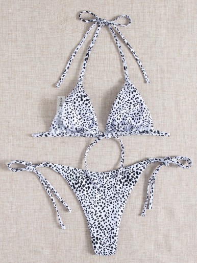 Dalmatian Micro Triangle Tie Side Bikini Swimsuit