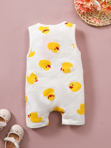 Baby Boy Cartoon Duck Print Romper