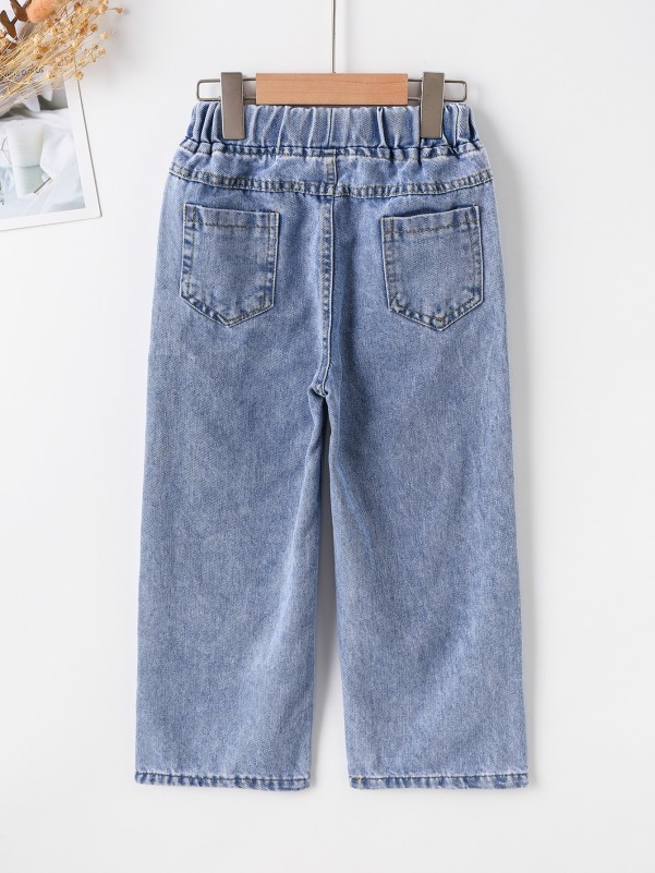 Girls Heart Print Straight Leg Jeans