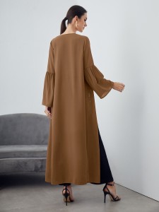 Solid Flounce Sleeve Abaya