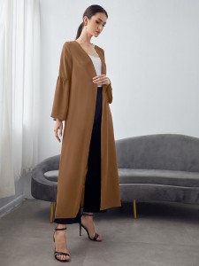 Solid Flounce Sleeve Abaya