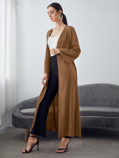 Solid Flounce Sleeve Abaya