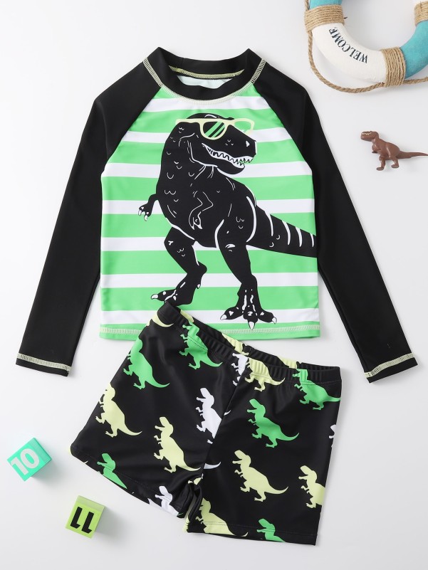 Boys Dinosaur Print Beach Swimwear