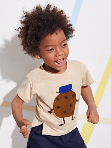 Toddler Boys Cartoon Graphic Split Side Top