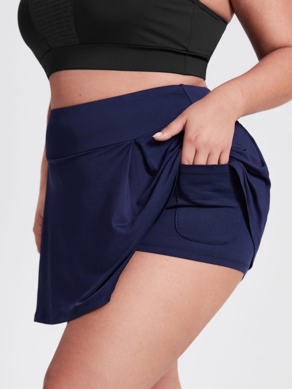 Plus Solid Sports Skorts With Pocket