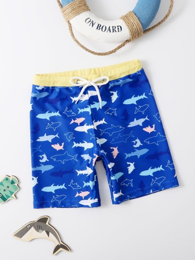 Toddler Boys Sharks Print Beach Shorts