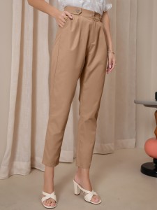 Solid Cropped Tailored Pants