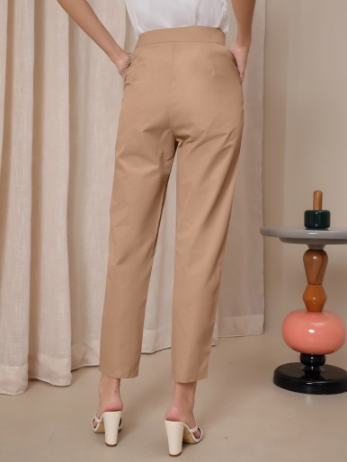 Solid Cropped Tailored Pants