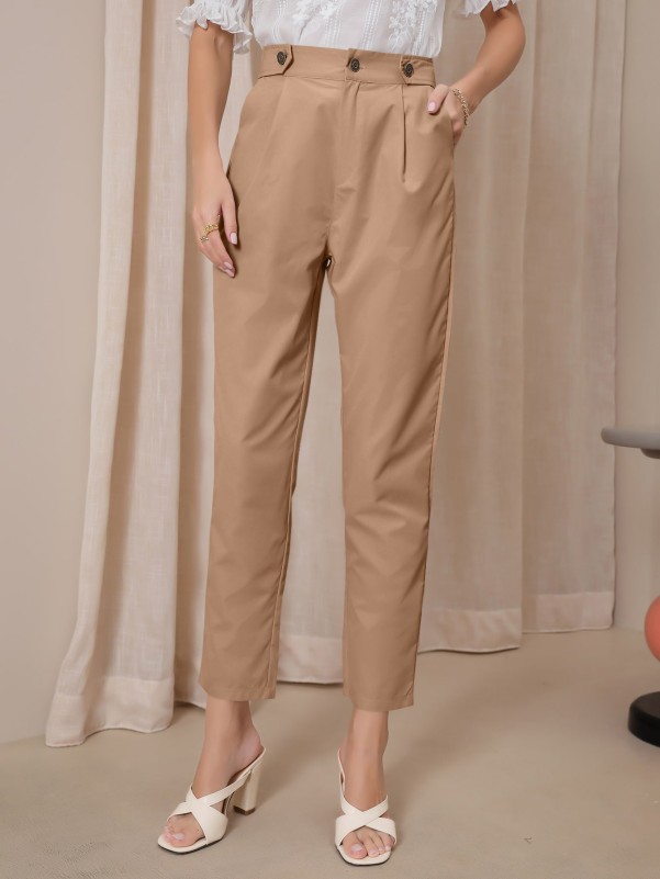 Solid Cropped Tailored Pants